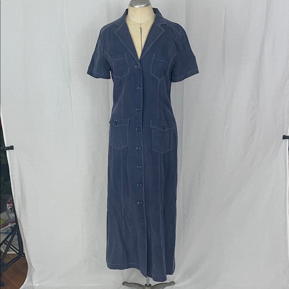 Weinberg Weekend Navy Button-Up Maxi Dress Size Small